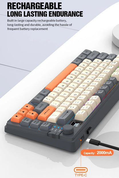 YQT K92 Wireless Keyboard & Mouse Set – 80% Layout, Bluetooth 2.4G, Multi-Language, Backlit, 2000mAh