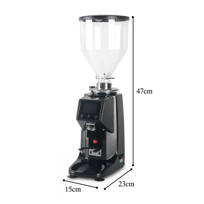 R.E.D. Shopping ITOP coffee grinder with touch screen, 60mm flat burr, aluminum alloy body, for home espresso brewing.