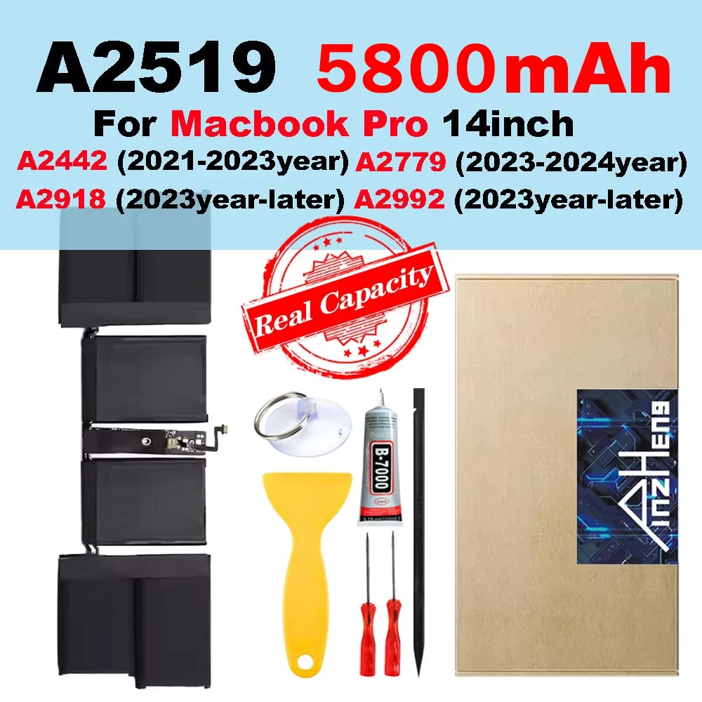MacBook Replacement Battery – Air 13 M1/M2/M3, Pro 14/15/16, A2337 A1932 A2179 A2681 A2141 A2442 A2485
