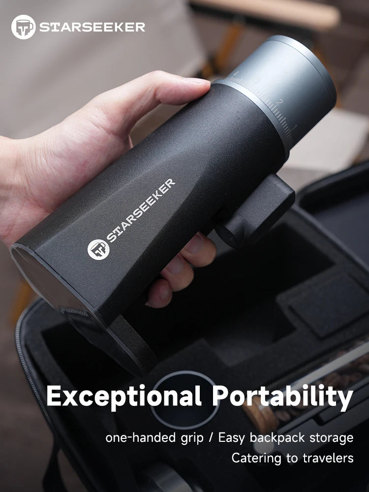 STARSEEKER EDGE Mini Portable Coffee Grinder – 38mm Cone Burr, Type-C
