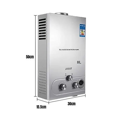 LPG Gas Water Heater 6L / 8L | Stainless Steel | Shower Kit | Camping & Home