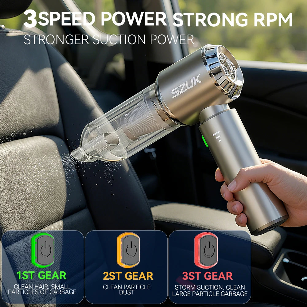 SZUK 18000Pa Mini Wireless Car Vacuum Cleaner – Powerful Portable Handheld Cleaner