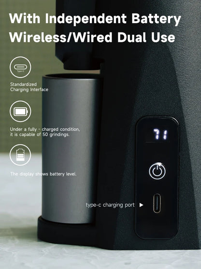 STARSEEKER EDGE Mini Portable Electric Coffee Grinder | 38mm Cone Burr | Stepless Grind | Type-C | Travel Suit