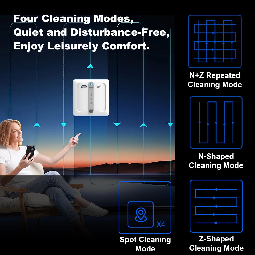 Liectroux S9 2026 Robot Window Vacuum Cleaner – Auto Water Spray, APP Control