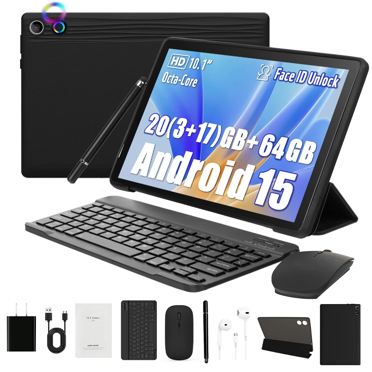 URAO 2026 Android 15 Tablet 10" – 20GB RAM, 64GB+1TB, Widevine L1, Bundle with Keyboard & Stylus