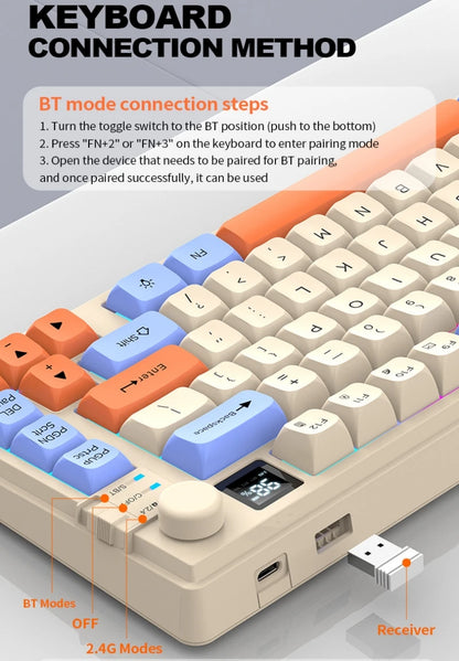 YQT K92 Wireless Keyboard & Mouse Set – 80% Layout, Bluetooth 2.4G, Multi-Language, Backlit, 2000mAh
