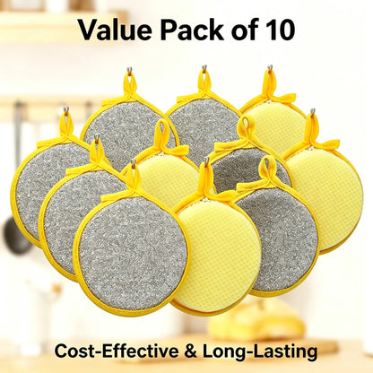 Dual-Sided Non-Scratch Kitchen Sponge Scrubber (10-Pack)