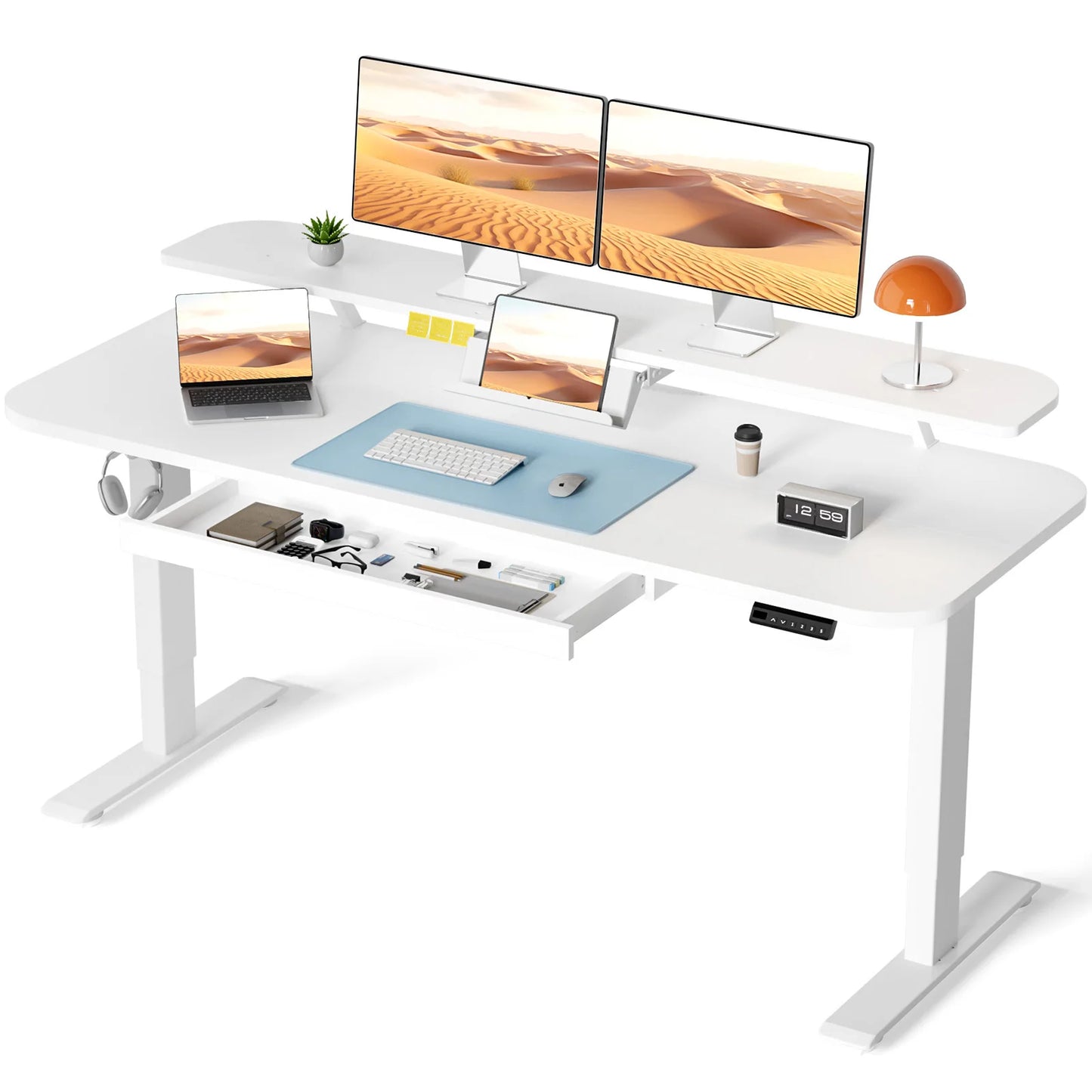 Electric Standing Desk with Drawers – Height Adjustable Ergonomic Home Office Desk