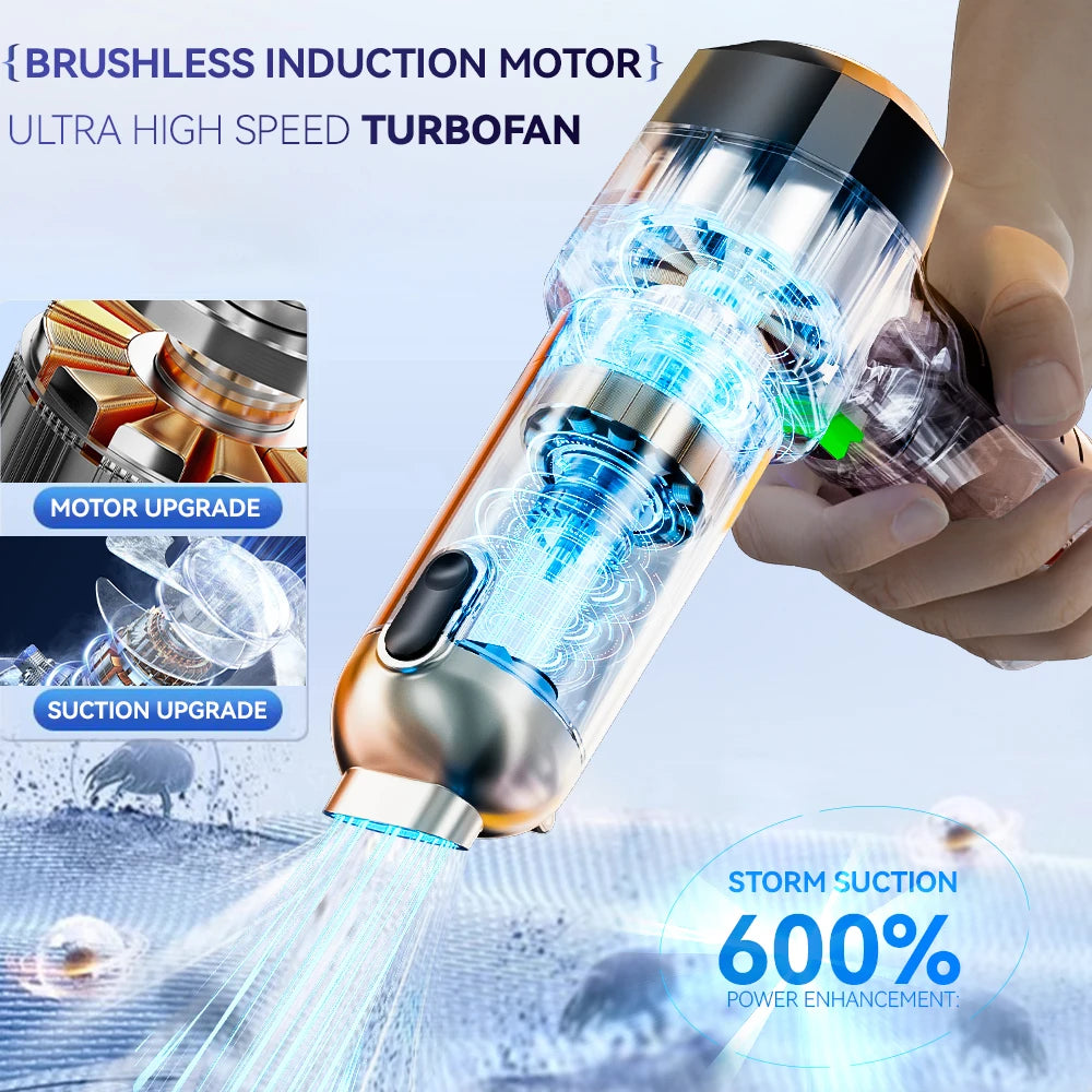 R.E.D. Shopping SZUK portable 100W wireless car vacuum cleaner with handheld design and 3-in-1 functionality, in black.