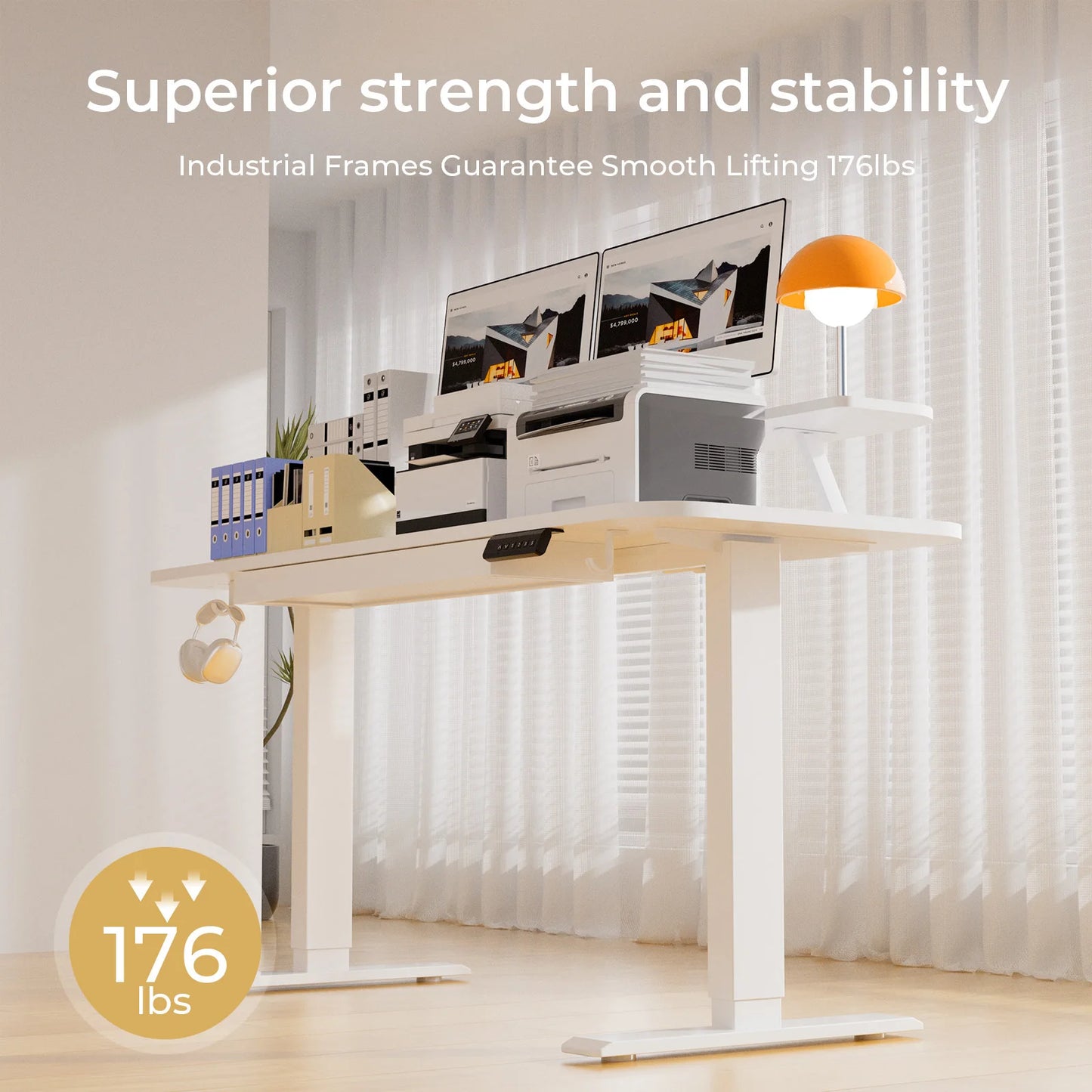 Electric Standing Desk with Drawers – Height Adjustable Ergonomic Home Office Desk
