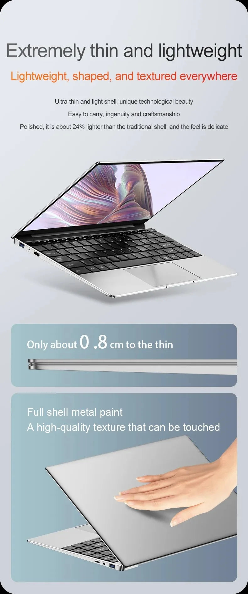 Ultra Slim 14.1" Laptop – Intel N3700, Up to 16GB RAM, Up to 2TB SSD, Win 11