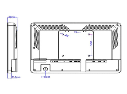 10-inch Android PoE industrial wall mount tablet by R.E.D. Shopping with WiFi, RJ45, Bluetooth, VESA mount, and customizable bracket.