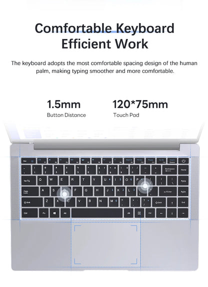 Laptop Computer Windows 11 Pro Intel Atom A3950 2025 Notebook PC Gamer 12GB RAM 512GB 1TB SSD 1920*1080 Office Study Computer PC