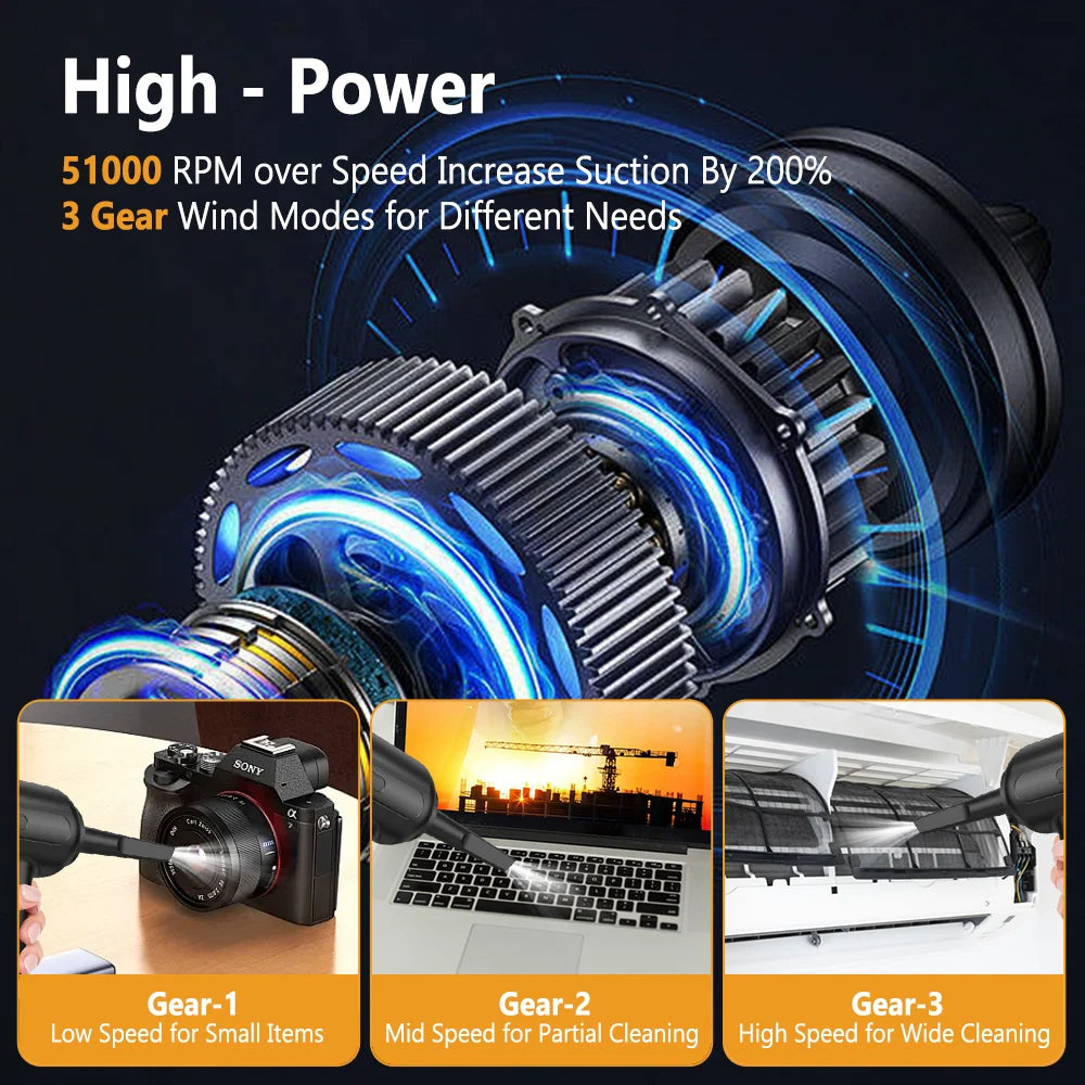 YASOKO 2-in-1 Air Blower & Vacuum Cleaner – 6000mAh Cordless, Keyboard & Computer Duster