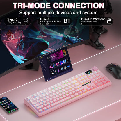 AULA F108 Pro Wireless Gaming Keyboard – Gasket, Hot-Swap, TFT Display