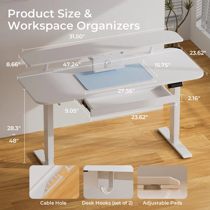Electric Standing Desk with Drawers – Height Adjustable Ergonomic Home Office Desk