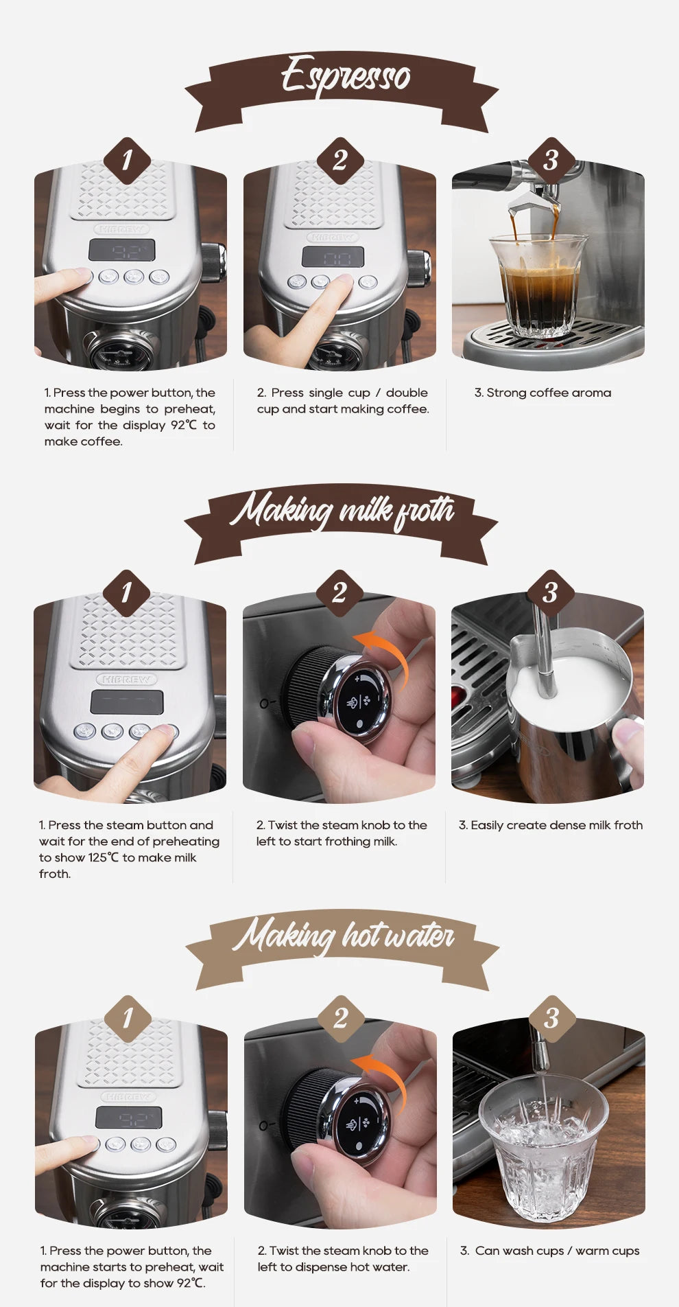 HiBREW H10B Fully Automatic Coffee Machine | Bean-to-Cup | Built-in Grinder | EU 220V