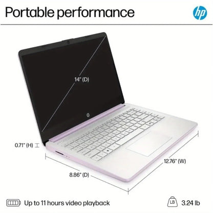 HP 14" Business Laptop – Intel N150, up to 16GB RAM, 128GB UFS, Wi-Fi 6, Windows 11 S, Honey Lavender