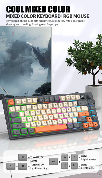 YQT K92 Wireless Keyboard & Mouse Set – 80% Layout, Bluetooth 2.4G, Multi-Language, Backlit, 2000mAh