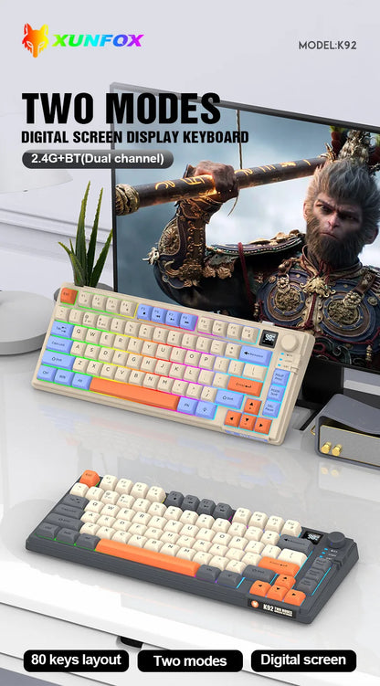 YQT K92 Wireless Keyboard & Mouse Set – 80% Layout, Bluetooth 2.4G, Multi-Language, Backlit, 2000mAh