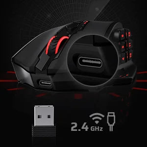 Redragon M913 Gaming Mouse – 16000 DPI, 16 Buttons, Wired & 2.4GHz Wireless, RGB, Black/White