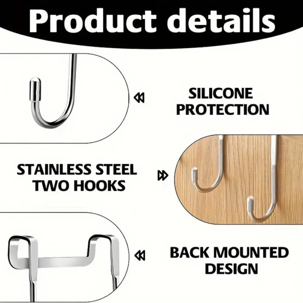 Seamless Adhesive Wall Hook | No-Drill Stainless Steel Hook for Kitchen, Bathroom & Wardrobe