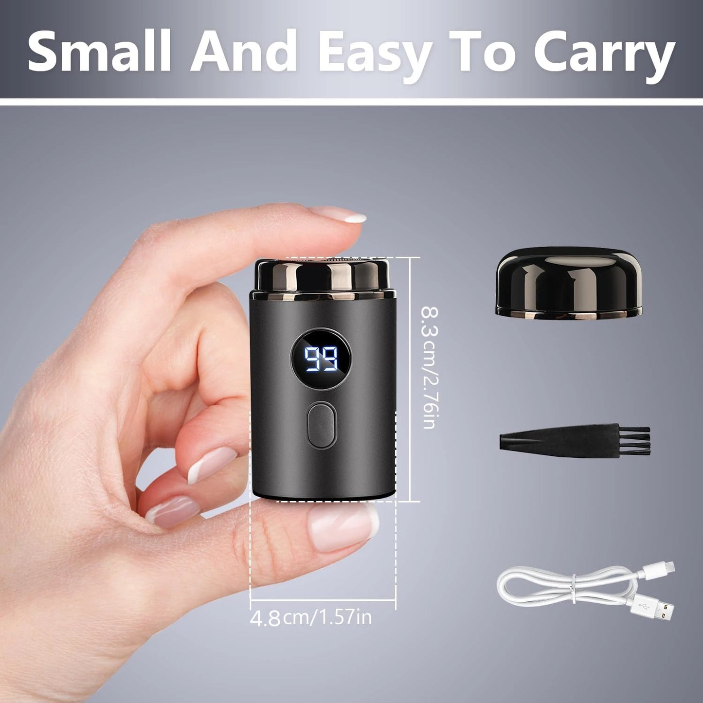 Mini Portable Electric Shaver for Men | LED Power Display | Pocket Size | USB Rechargeable