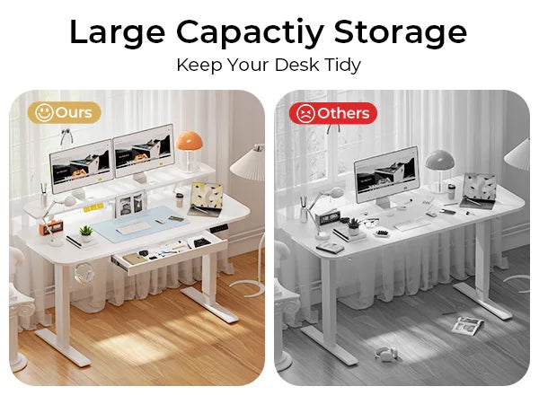 Electric Standing Desk with Drawers – Height Adjustable Ergonomic Home Office Desk
