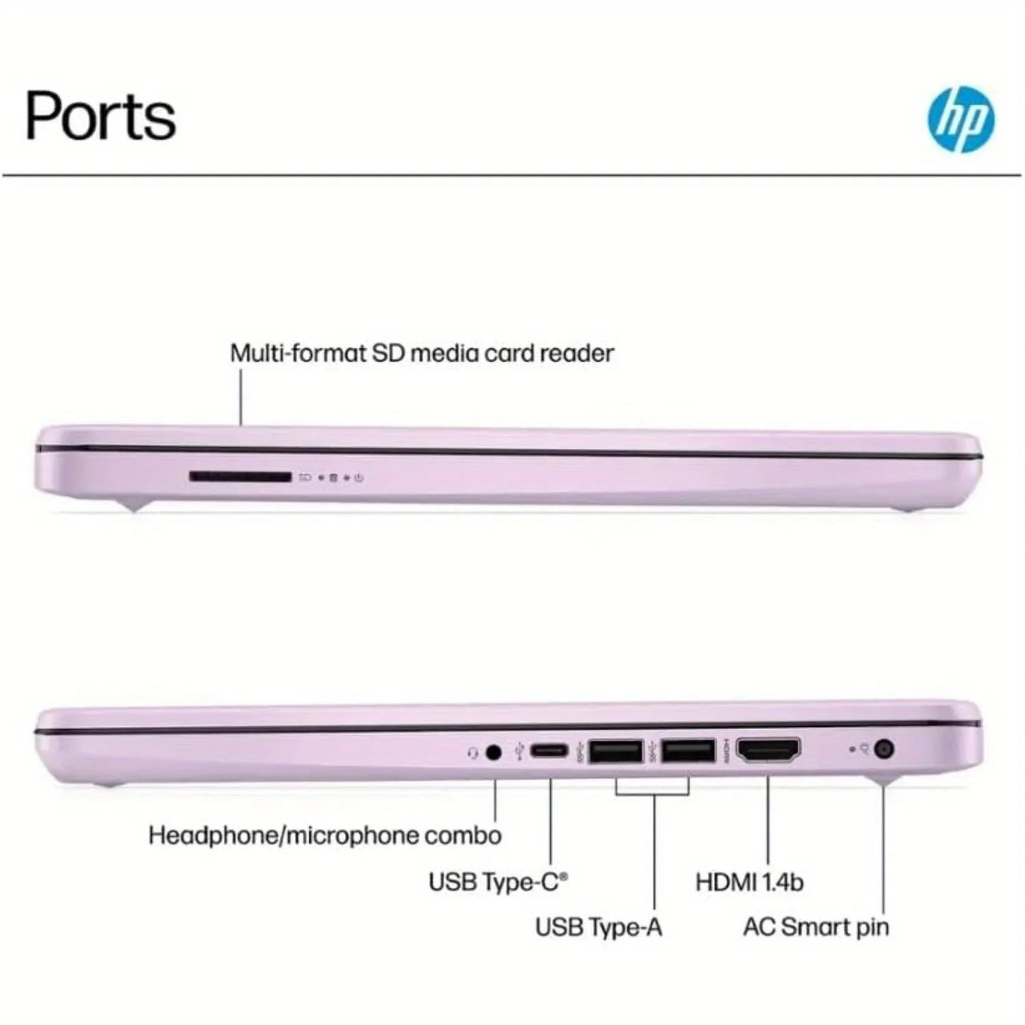 HP 14" Business Laptop – Intel N150, up to 16GB RAM, 128GB UFS, Wi-Fi 6, Windows 11 S, Honey Lavender