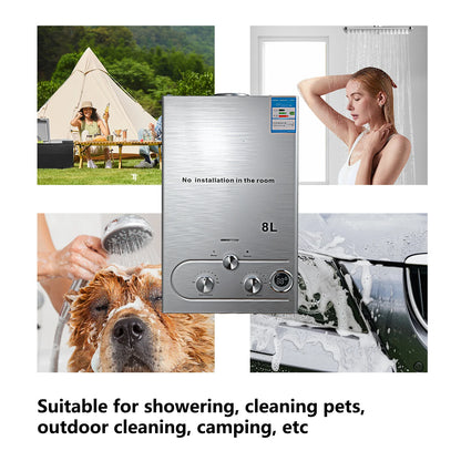 LPG Gas Water Heater 6L / 8L | Stainless Steel | Shower Kit | Camping & Home