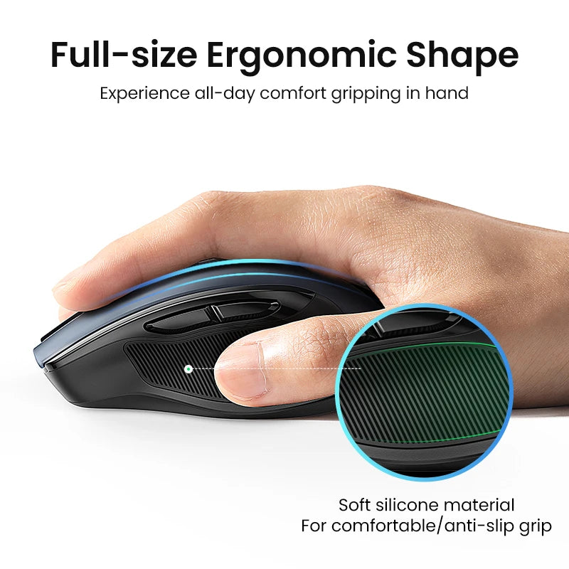 UGREEN MU006 Wireless Mouse – BT5.0 & 2.4G, 4000 DPI, 6 Silent Buttons, Ergonomic for MacBook & PC