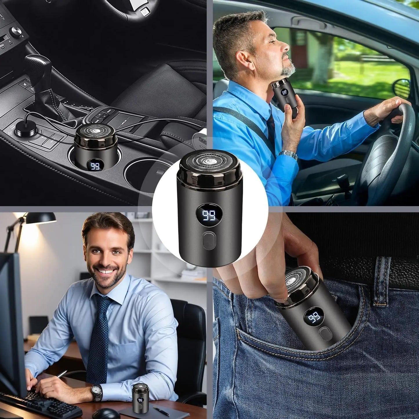 Mini Portable Electric Shaver for Men | LED Power Display | Pocket Size | USB Rechargeable