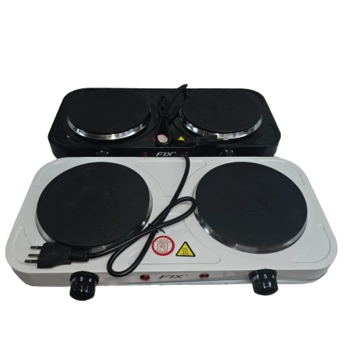Portable Electric Cooktop 2 Burners | Disc Stove | 110V | White & Black