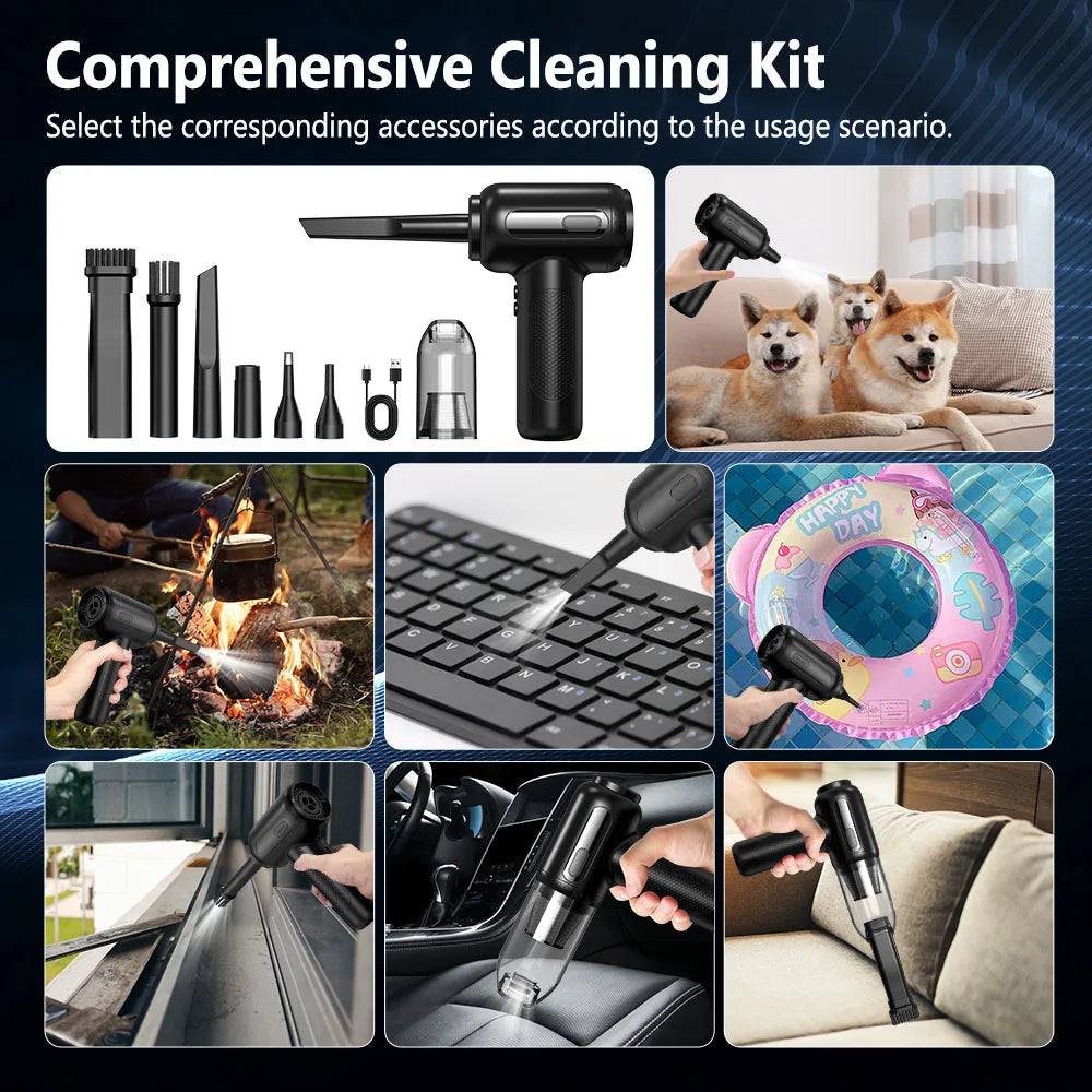 YASOKO 2-in-1 Air Blower & Vacuum Cleaner – 6000mAh Cordless, Keyboard & Computer Duster