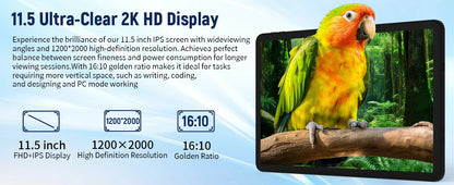 URAO G9L 11.5" Android 15 Tablet | 30GB RAM | 128GB+1TB | 2K IPS | 8400mAh | WiFi 6 | Widevine L1