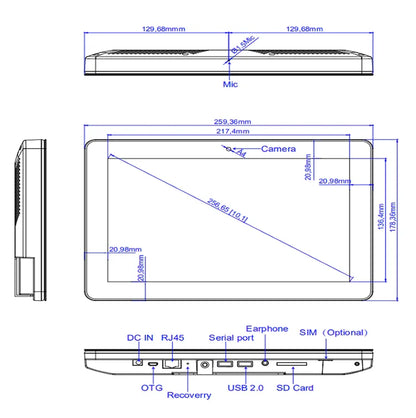 10-inch Android PoE industrial wall mount tablet by R.E.D. Shopping with WiFi, RJ45, Bluetooth, VESA mount, and customizable bracket.