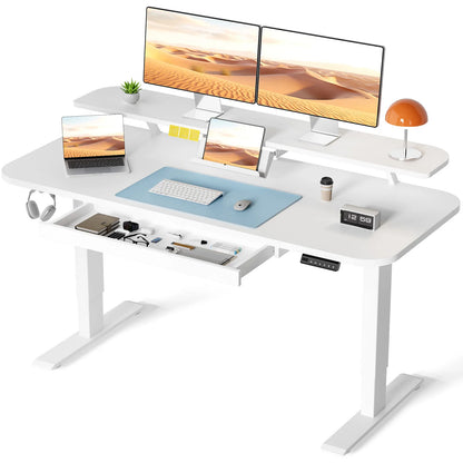 Electric Standing Desk with Drawers – Height Adjustable Ergonomic Home Office Desk