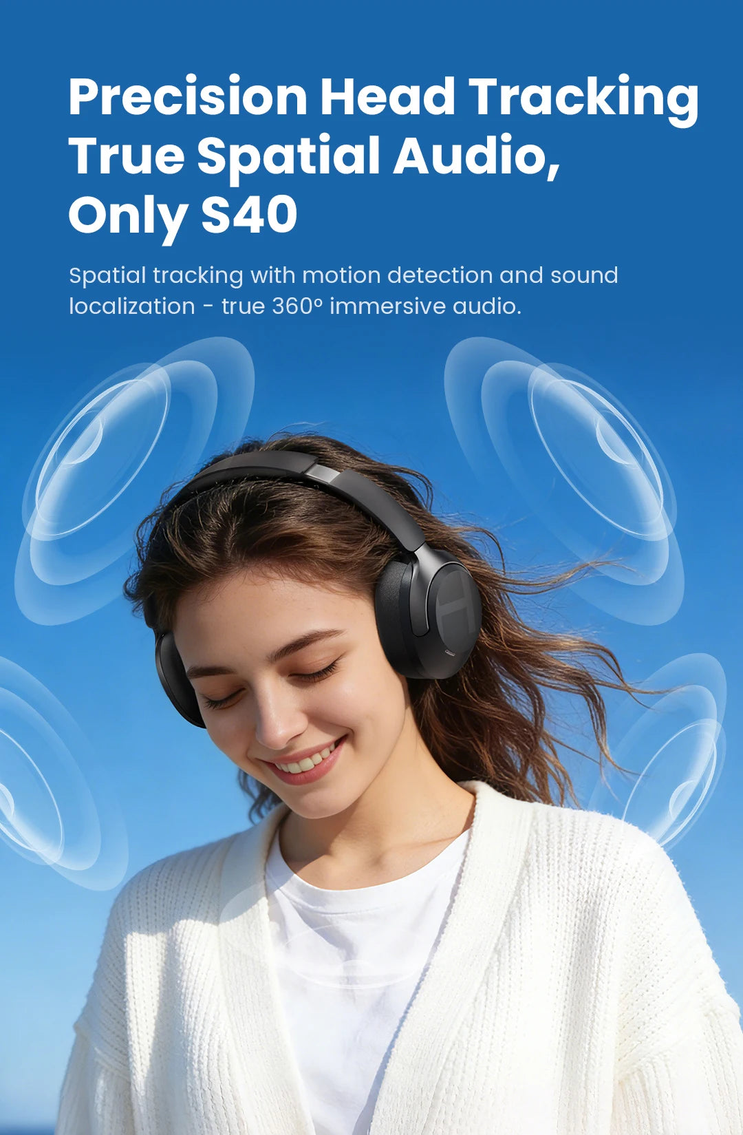 HAYLOU S40 ANC Wireless Headphones – 50dB, LDAC, 3D Spatial Audio, Bluetooth 6.0, 90Hrs