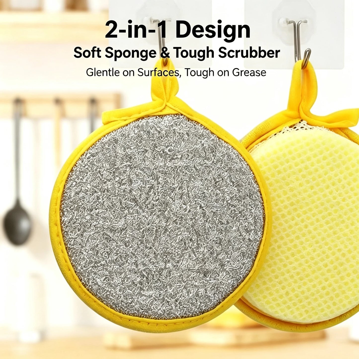 Dual-Sided Non-Scratch Kitchen Sponge Scrubber (10-Pack)