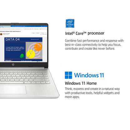 HP 14" Business Laptop – Intel Celeron N4120, up to 16GB RAM, up to 384GB Storage, 1-Year Office 365 | Silver