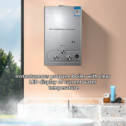 LPG Gas Water Heater 6L / 8L | Stainless Steel | Shower Kit | Camping & Home