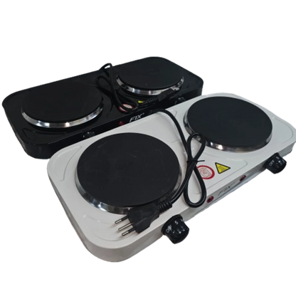 Portable Electric Cooktop 2 Burners | Disc Stove | 110V | White & Black