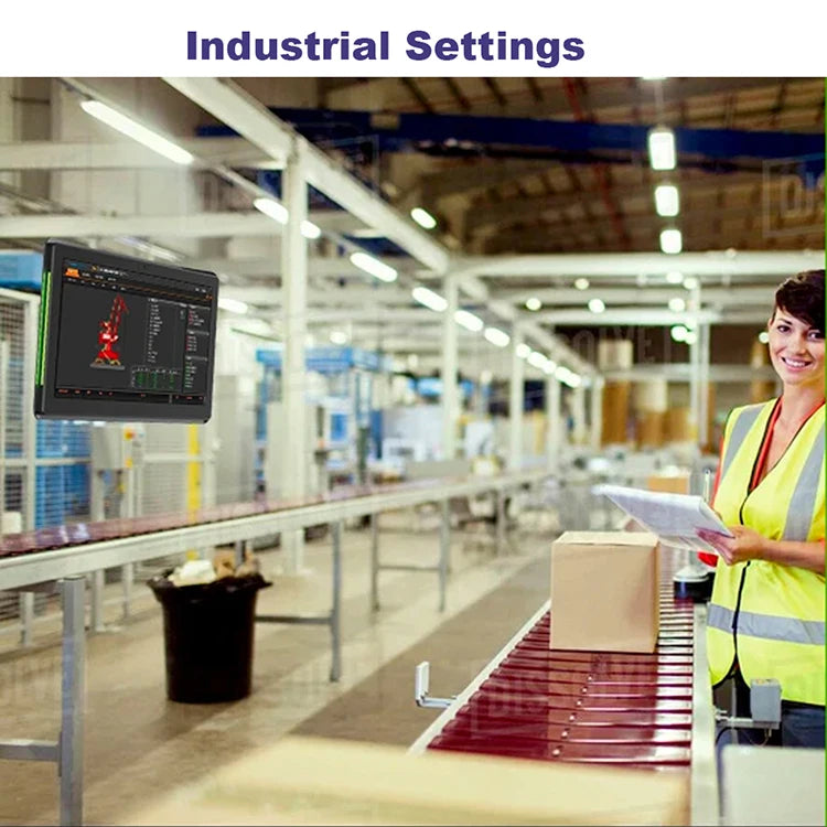 10-inch Android PoE industrial wall mount tablet by R.E.D. Shopping with WiFi, Bluetooth, RJ45, VESA mount, and customizable bracket