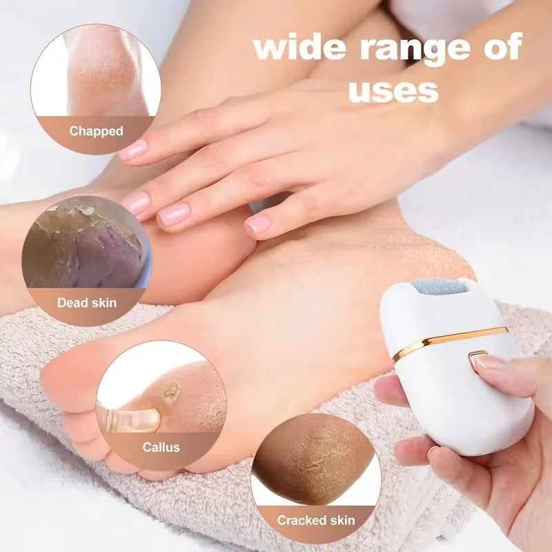 Rechargeable Electric Foot File & Callus Remover – 3 Grinding Heads, Pedicure Tool for Dead, Hard & Cracked Skin