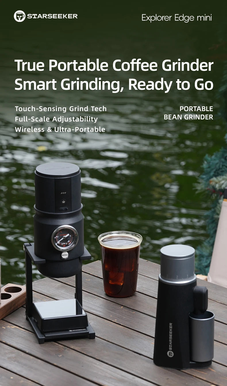 STARSEEKER EDGE Mini Portable Coffee Grinder – 38mm Cone Burr, Type-C