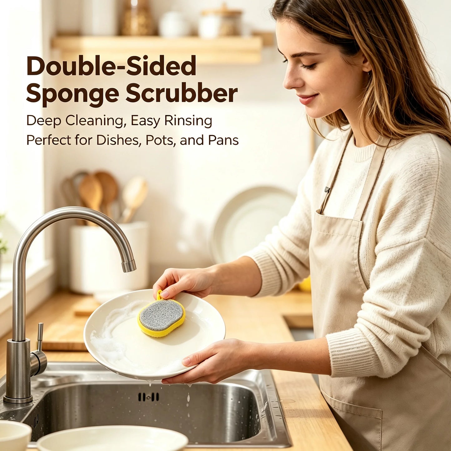 Dual-Sided Non-Scratch Kitchen Sponge Scrubber (10-Pack)