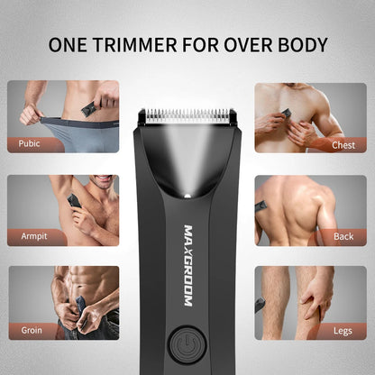 MAXGROOM Body Hair Trimmer for Men | Groin & Pubic | Ceramic Blade | Waterproof Electric Razor