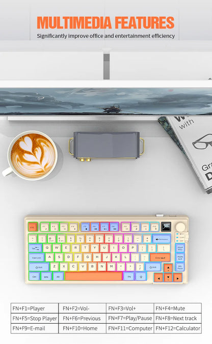 YQT K92 Wireless Keyboard & Mouse Set – 80% Layout, Bluetooth 2.4G, Multi-Language, Backlit, 2000mAh
