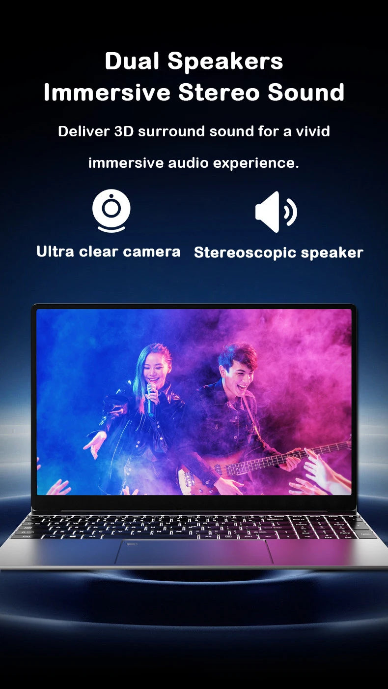 New 15.6 " Laptop Intel Core i9-9880H 32GB RAM 2TB SSD Ultra Slim Gaming Laptop 1920*1080 Windows 11 Office Study Home Use
