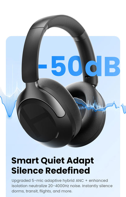 HAYLOU S40 ANC Wireless Headphones – 50dB, LDAC, 3D Spatial Audio, Bluetooth 6.0, 90Hrs